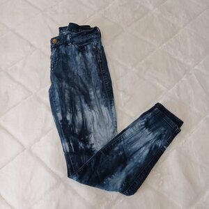 Navy Blue Tie-Dye Denim Jegging Pants